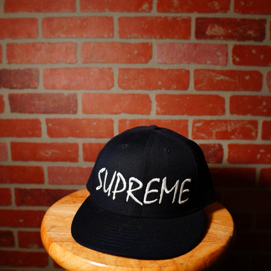 Supreme Black Logo Fitted Hat