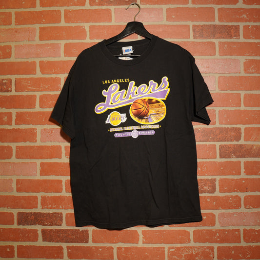 VTG NBA Los Angeles Lakers Script Black Tee