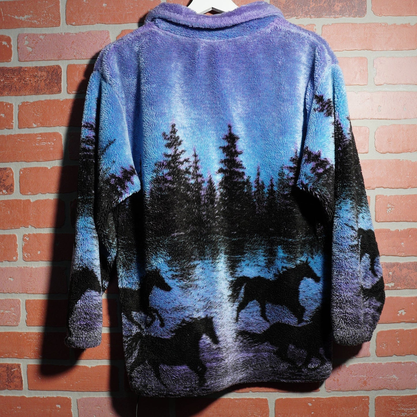 VTG Black Mountain Multi-Color Zip-Up Deep Pile Fleece Jacket