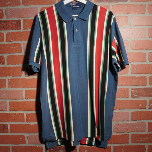 VTG Polo Ralph Lauren Vertical Stripe Polo Navy Shirt
