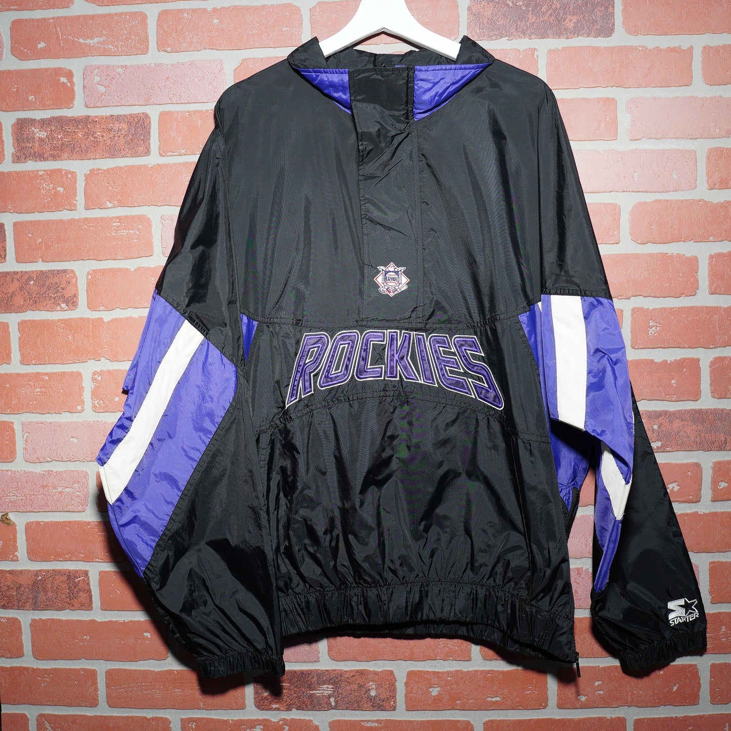 VTG Starter MLB Colorado Rockies Quarter-Zip Windbreaker Baseball Jacket