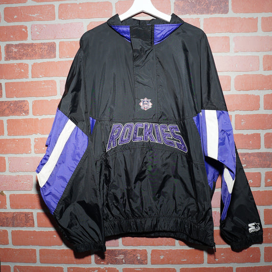 VTG Starter MLB Colorado Rockies Quarter-Zip Windbreaker Baseball Jacket