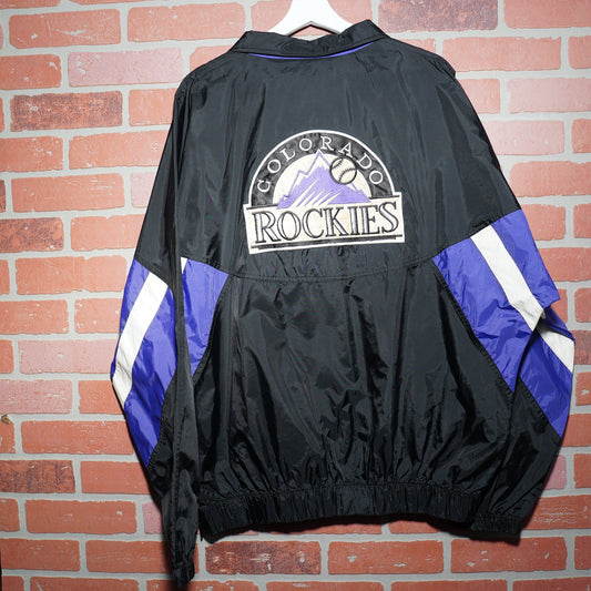 VTG Starter MLB Colorado Rockies Quarter-Zip Windbreaker Baseball Jacket
