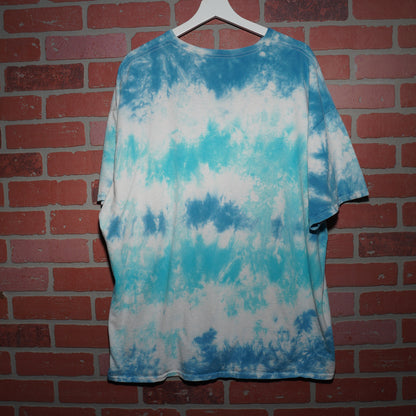 Y2K Liquid Blue Skull Spiral Blue Tye-Dye Tee