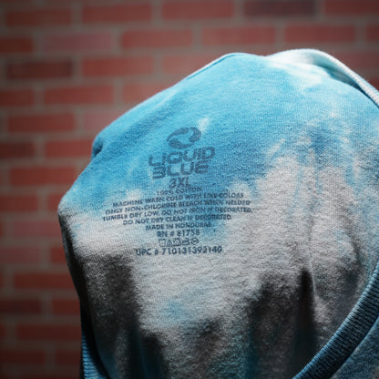 Y2K Liquid Blue Skull Spiral Blue Tye-Dye Tee