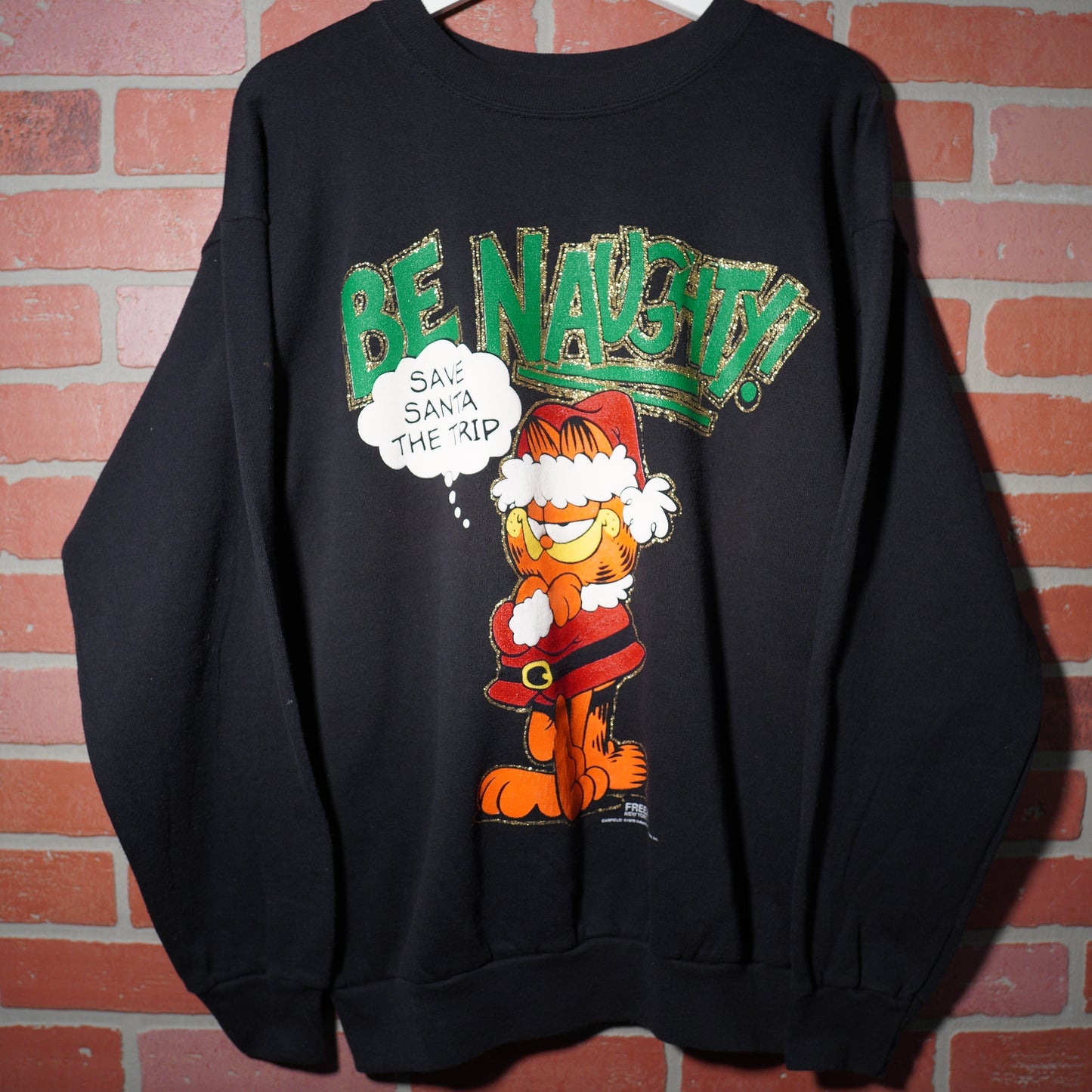 VTG Garfield Be Naughty Black Crewneck Sweatshirt