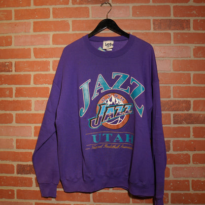 VTG NBA Utah Jazz Purple Logo Crewneck