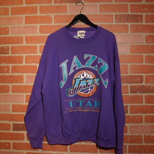 VTG NBA Utah Jazz Purple Logo Crewneck