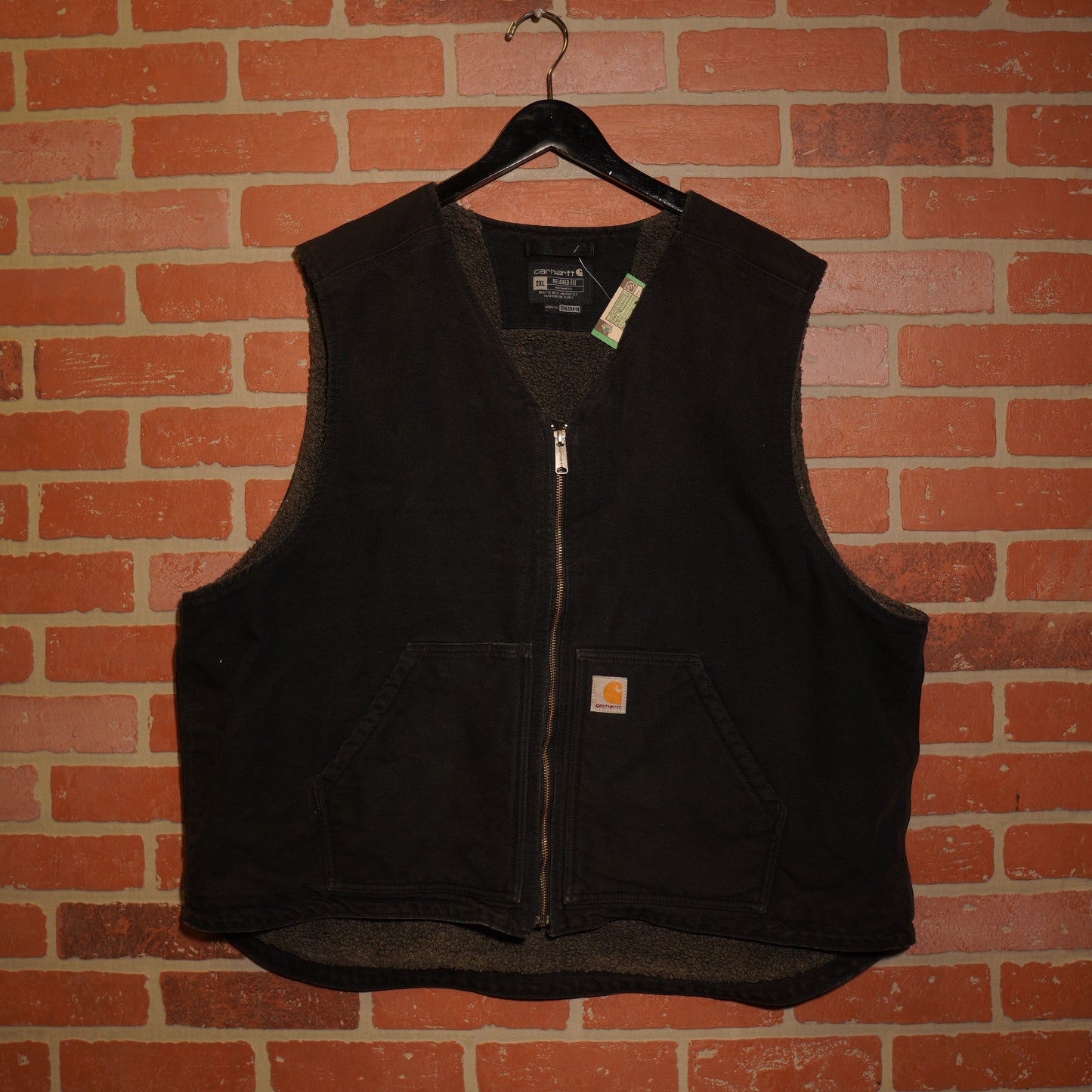 VTG Carhartt Relaxed Fit Zip-Up Black Vest