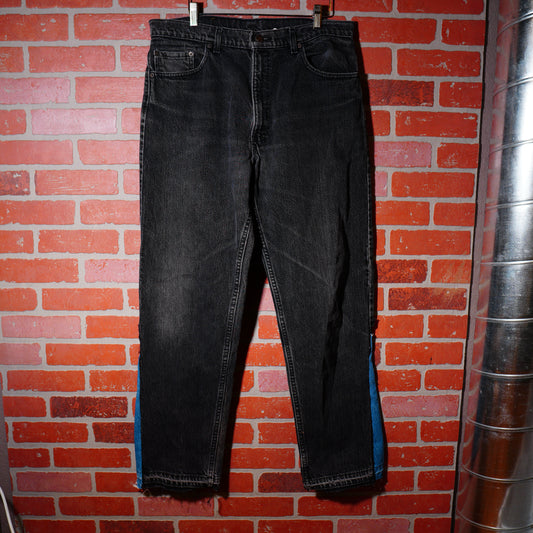 Custom Two Tone Black Flair Denim Jeans