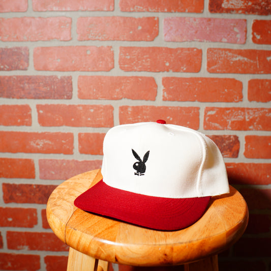 Playboy Bunny White/Red Logo Snapback Hat
