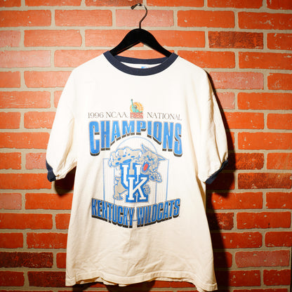 VTG 1996 NCAA National Champions Kentucky Wildcats Ringer Tee