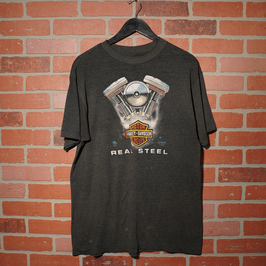 VTG 3D Emblem 1989 Harley-Davidson Real Steel Tee
