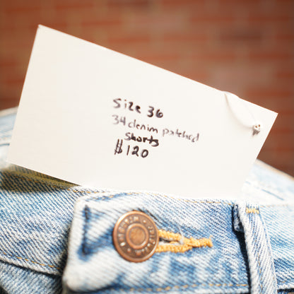 Trevs1of1 Custom 34 Hearts Denim Jean Shorts