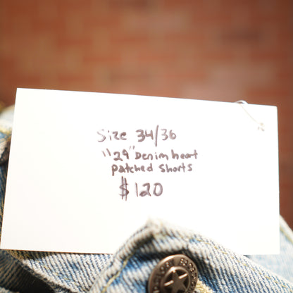 Trevs1of1 Custom 29 Hearts Denim Jean Shorts
