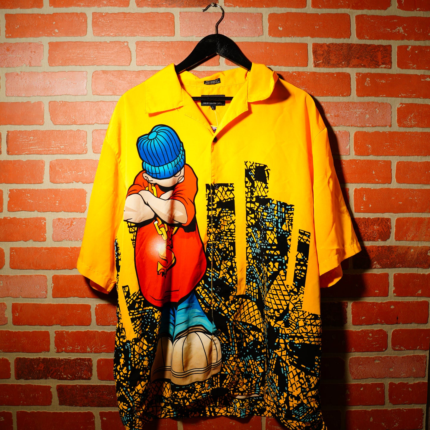 VTG Y2K Gangsta Yellow Button-Up Shirt