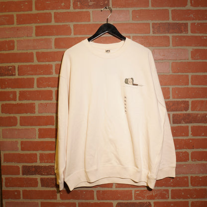 DS Uniqlo X Kaws Pink Companion White Crewneck