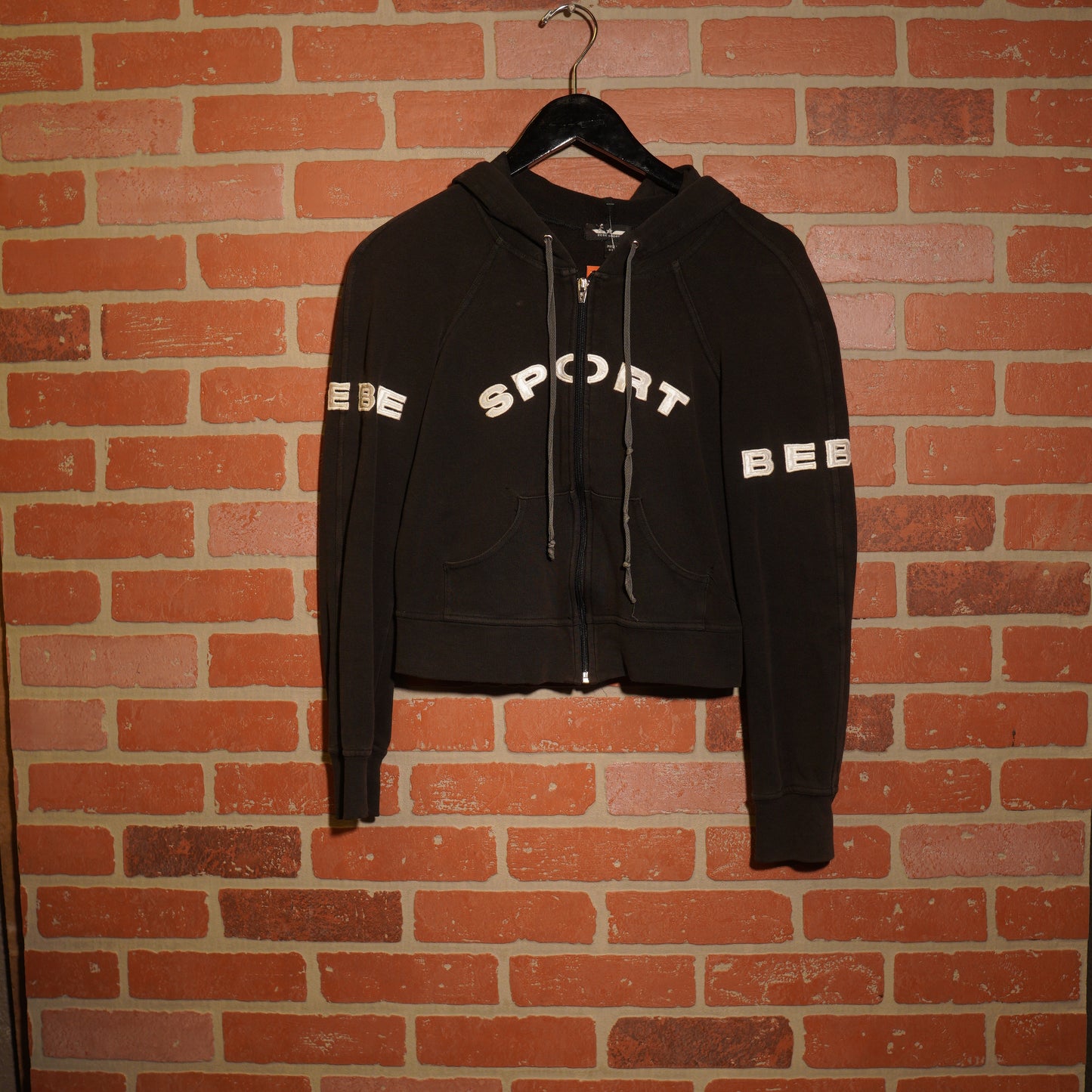 VTG Y2K Women's Bebe Sport Zip-Up Black Hoodie
