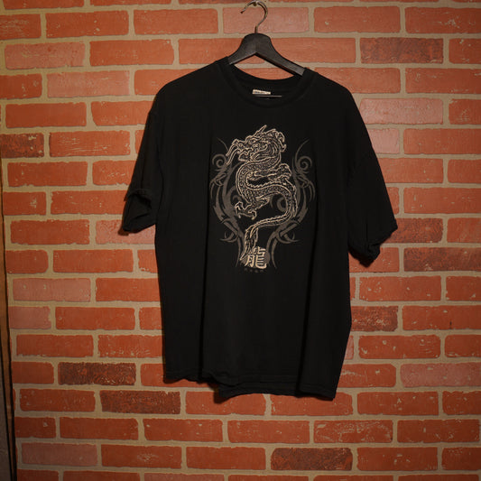 VTG Y2K Puff Print Glitter Dragon Tee