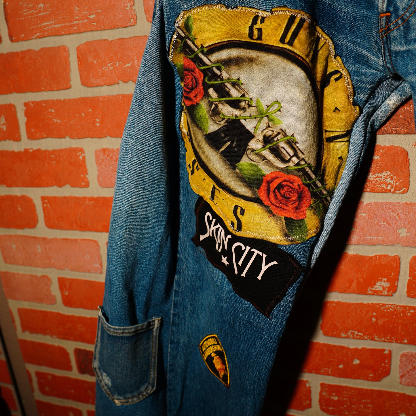 Custom Flaired Skin City Patched Denim Jeans