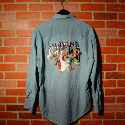 VTG Warner Bros Studios Looney Tunes Pocket Button-Up Shirt