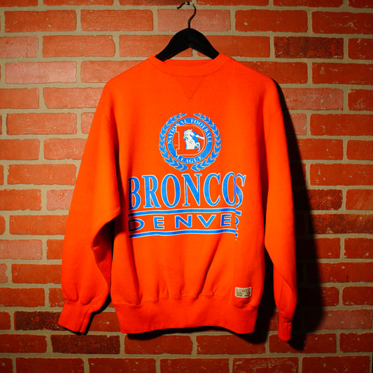 VTG NFL Denver Broncos Orange Crewneck