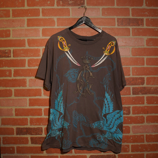 VTG Y2K Christian Audigier LA Crown Tee
