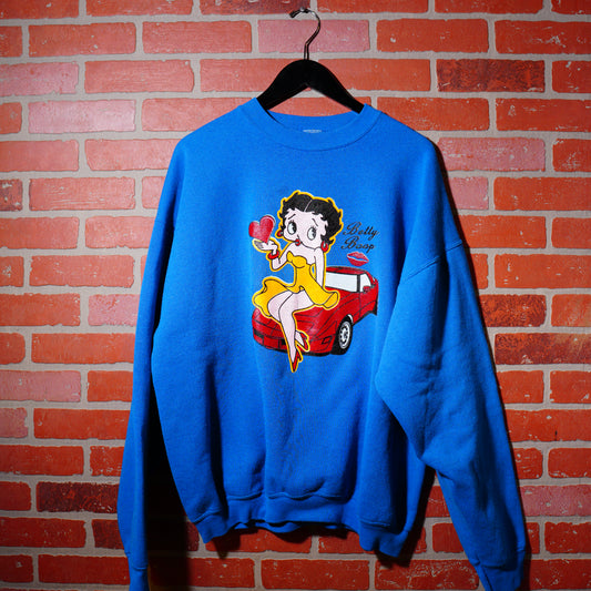 VTG Betty Boop Blue Car Crewneck