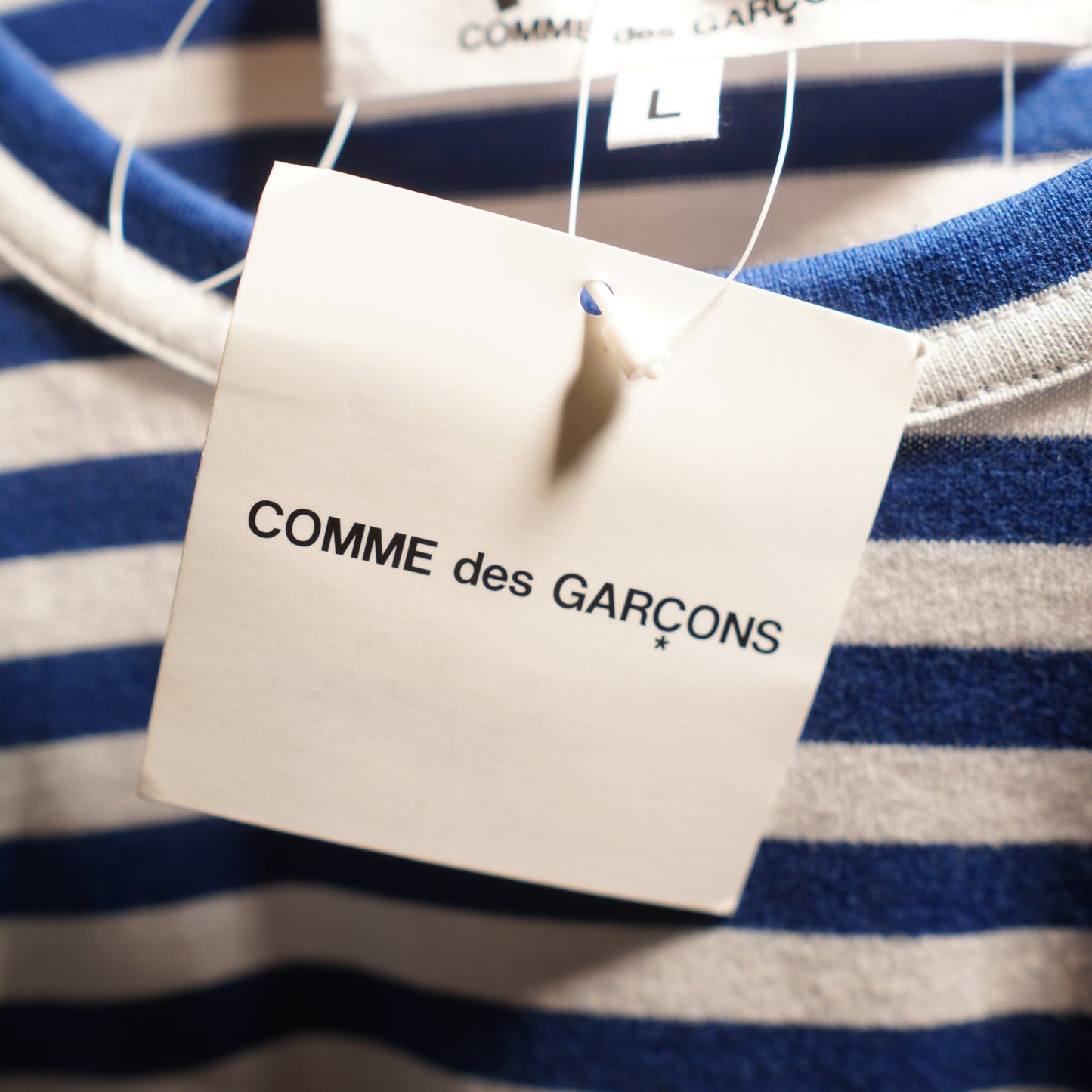 CDG Play Blue Stripe Heart L/S Tee