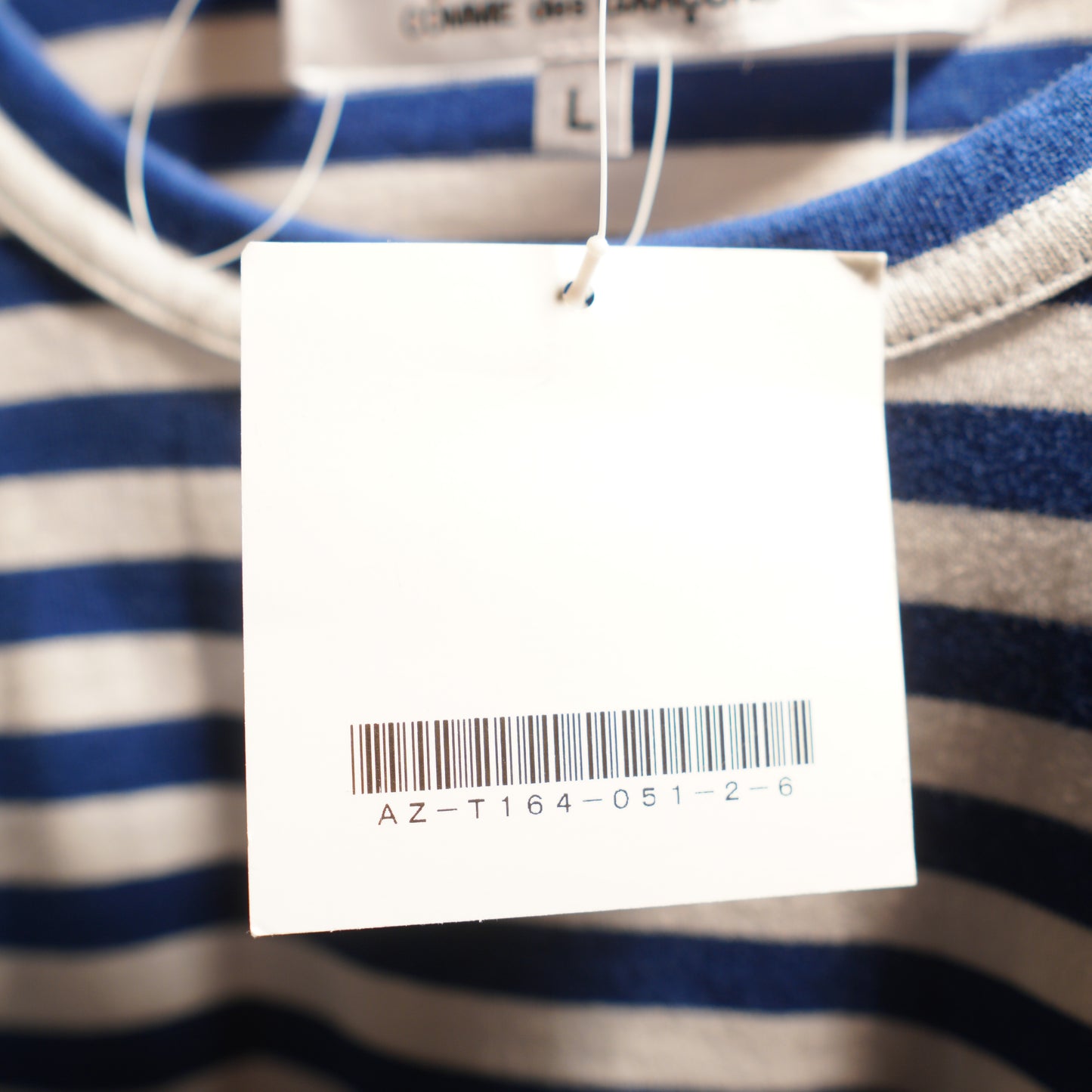 CDG Play Blue Stripe Heart L/S Tee