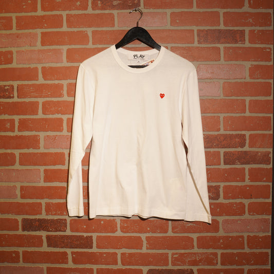 CDG Play White Mini Heart L/S Tee