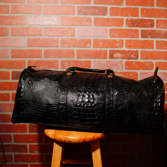 Black Leather Artisan Luggage Bag