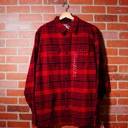 DS Woolrich Red Button-Up Plaid Flannel Shirt