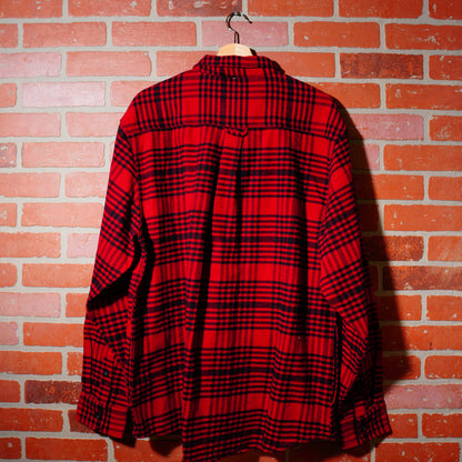 DS Woolrich Red Button-Up Plaid Flannel Shirt