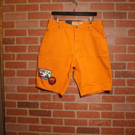 VTG Bugle Boy Orange Patched Shorts
