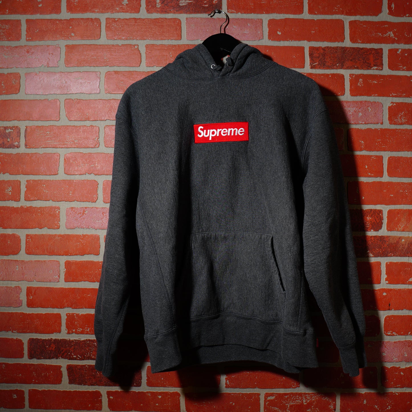 Supreme Red Box Logo Grey Hoodie