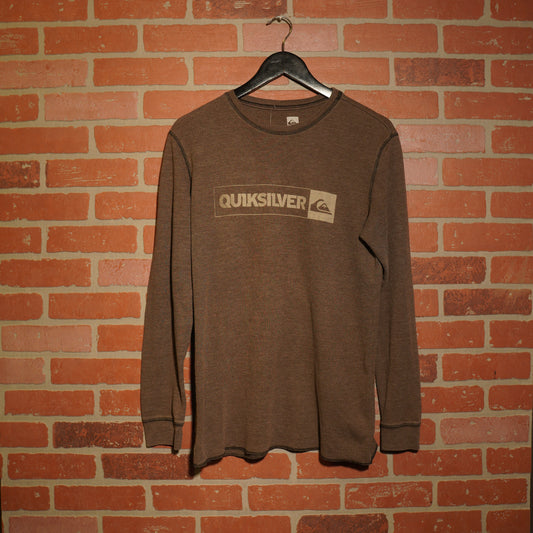 VTG Y2K Quiksilver Waffle L/S Brown Tee