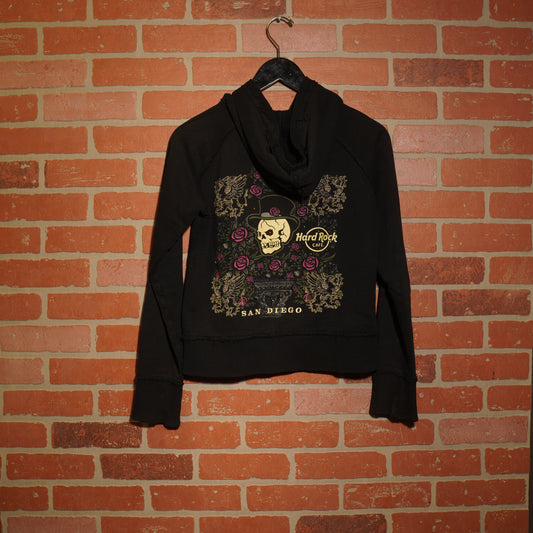 VTG Y2K Hard Rock Cafe San Diego Zip-Up Distressed Hoodie