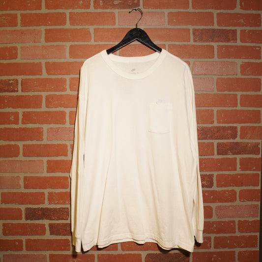 Nike White L/S Pocket Tee