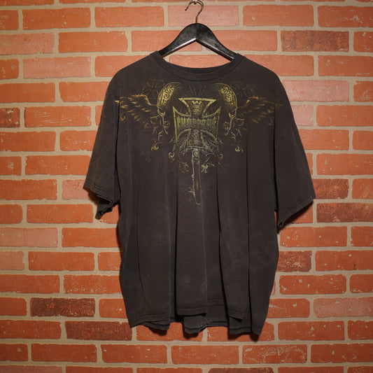 VTG Y2K West Coast Choppers Center Cross Skull Tee