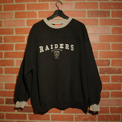 VTG NFL Oakland Raiders Embroidered Black Crewneck