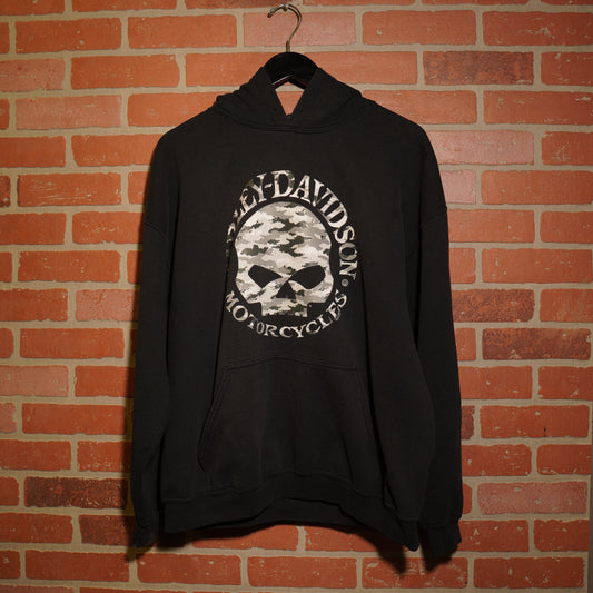 VTG Harley-Davidson Motorcycles Camo Skull Hoodie