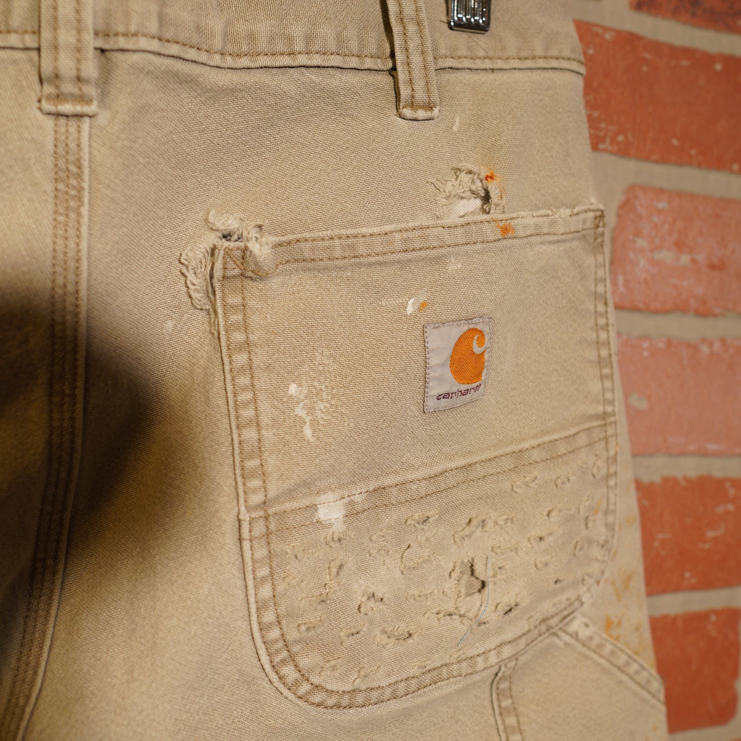 VTG Custom Carhartt Distressed & Patched Grey Pants