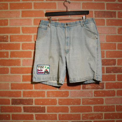 VTG Harley-Davidson Patch Denim Jean Shorts