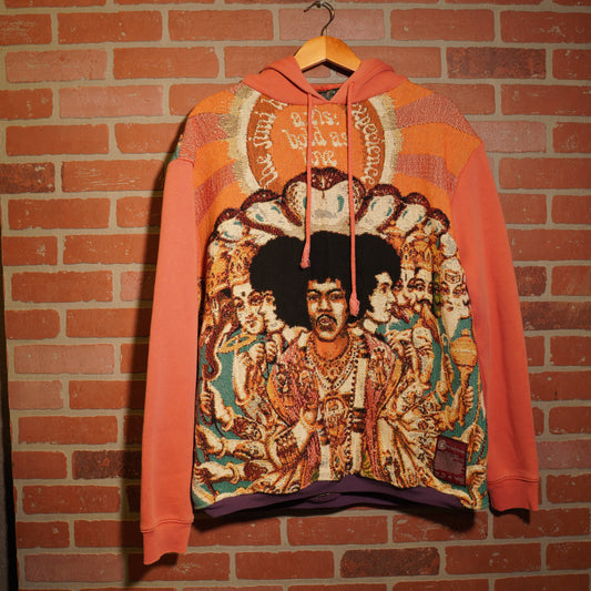 Trevs1of1 Custom Jimi Hendrix Axis Bold As Love Orange Hoodie