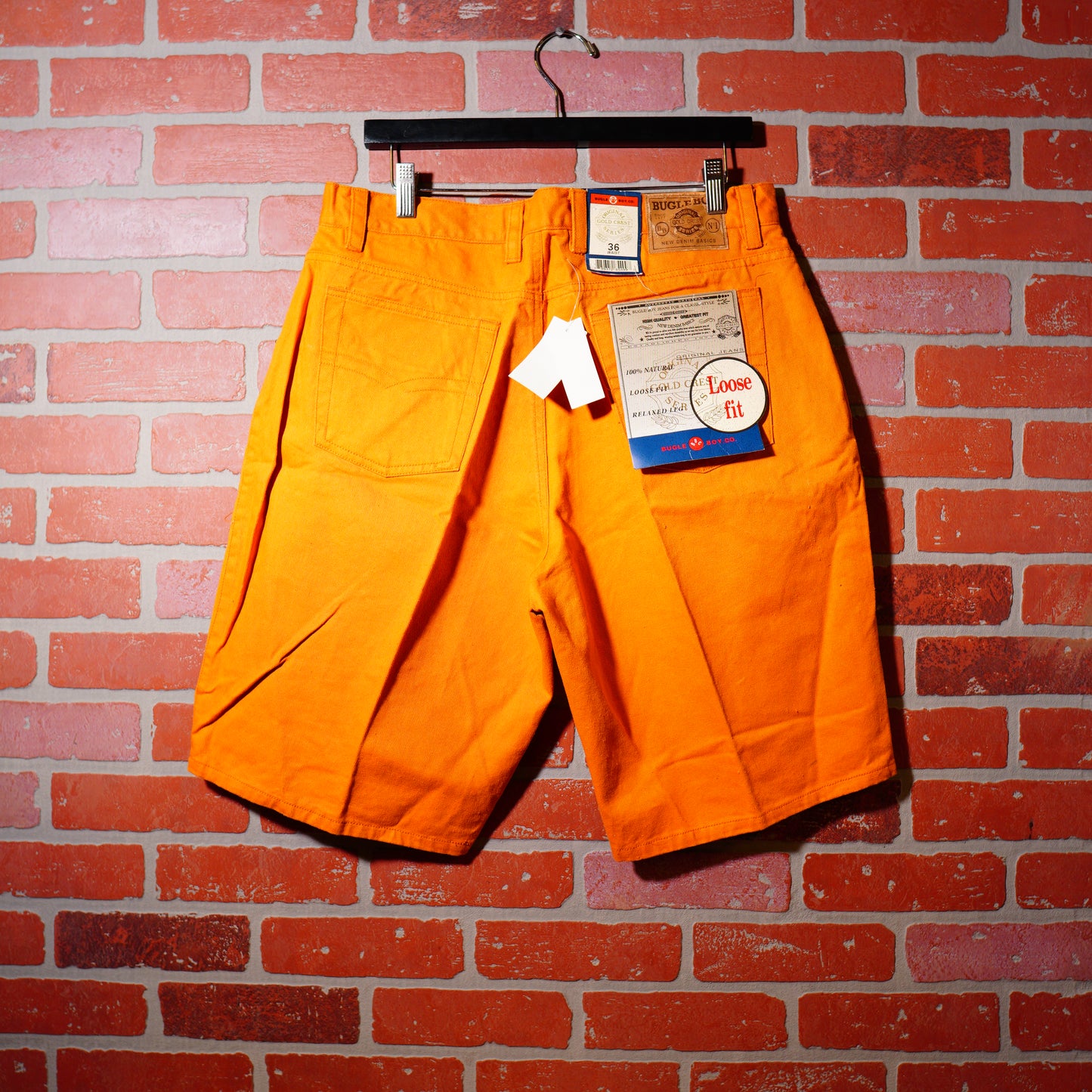 VTG DS Bugle Boy Loose Fit Orange Denim Jean Shorts