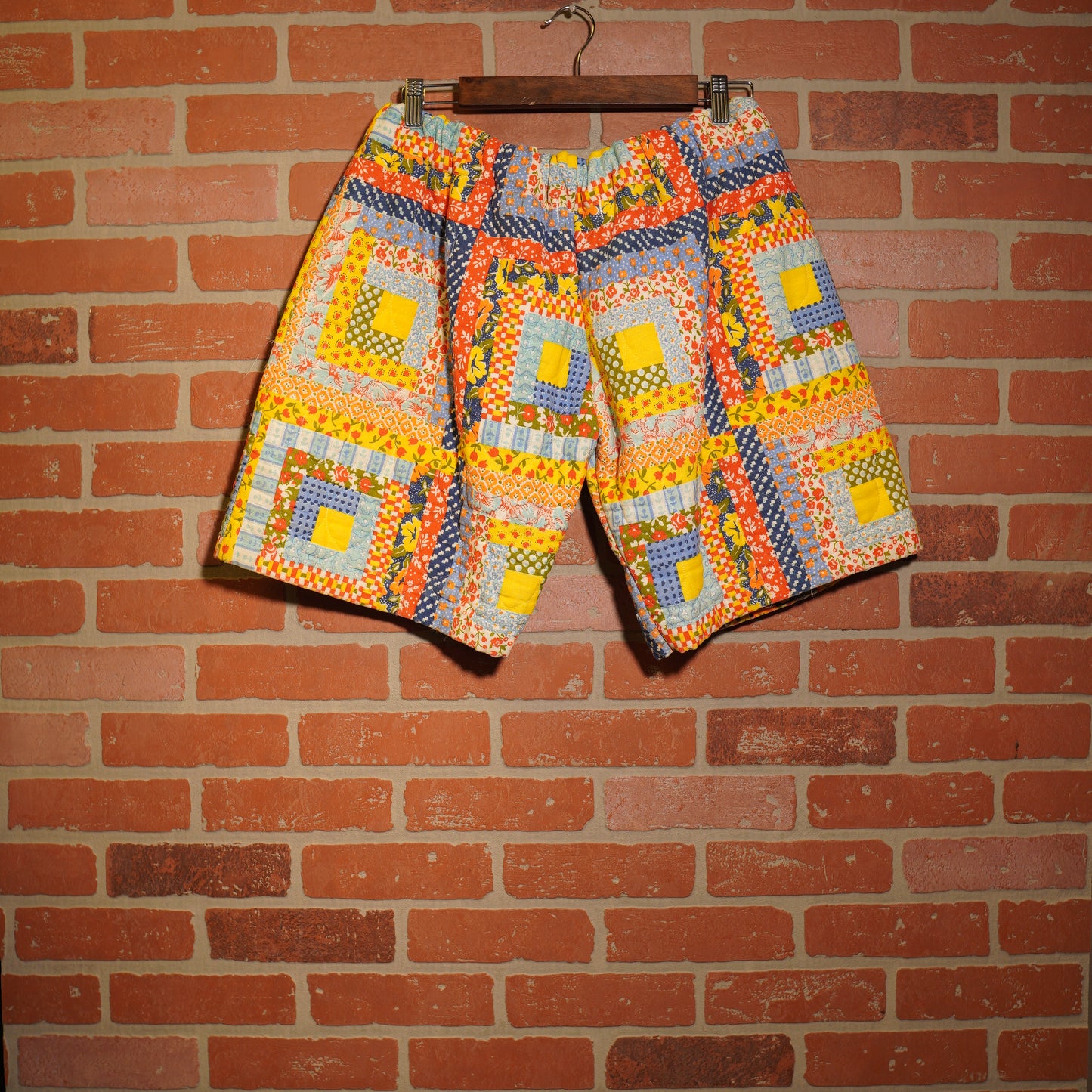 Trevs1of1 Custom Yellow Quilt Hoodie & Shorts Set