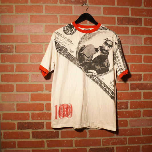 VTG Y2K Tupac 100 Dollar Bill Ringer Tee