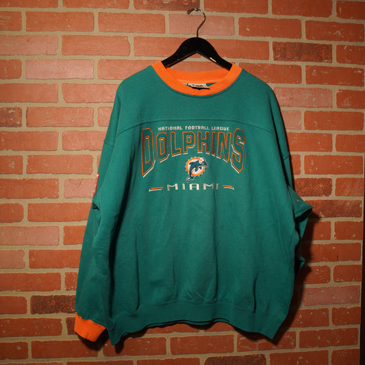 VTG NFL Lee Sports Miami Dolphins Green Crewneck