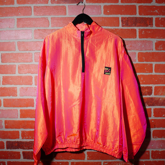 VTG Surf Style Iridescent Pink Quarter-Zip Windbreaker